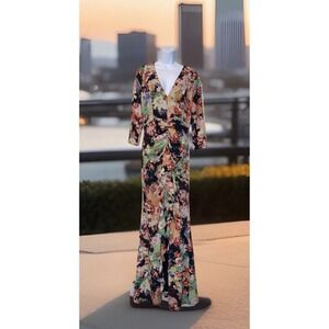 Badgley Mischka Dress Women‎ 8 Floral Designer Runway Sophisticated Ruffles